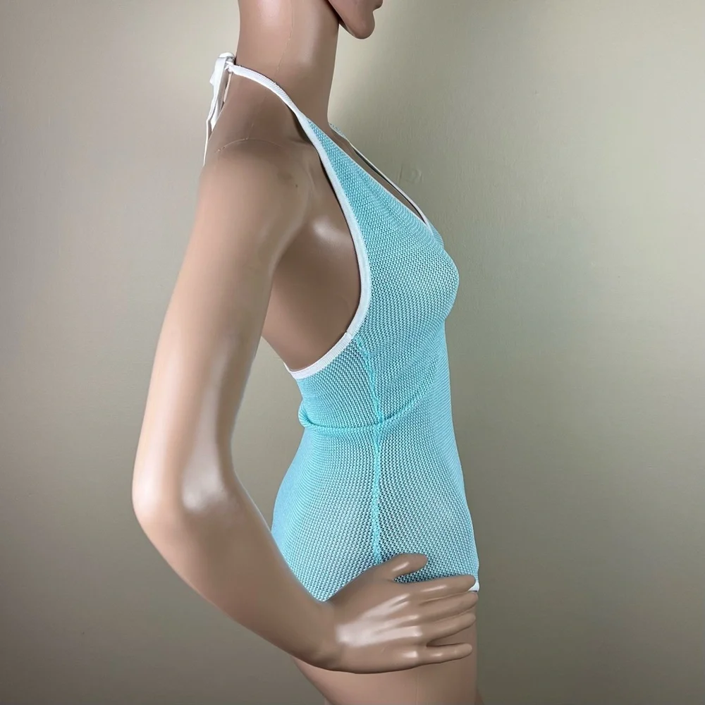 BARDOT BLUE HALTER NECK BODYSUIT - Picture 5 of 7